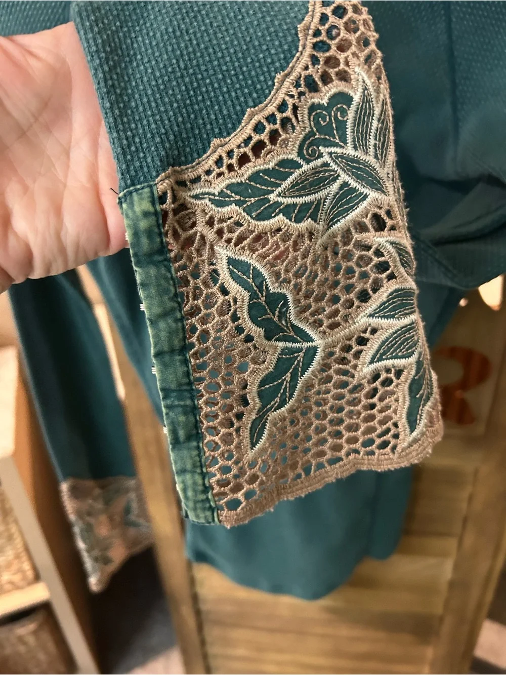 Free People Bali Babe Jade Crochet Thermal Long Sleeve